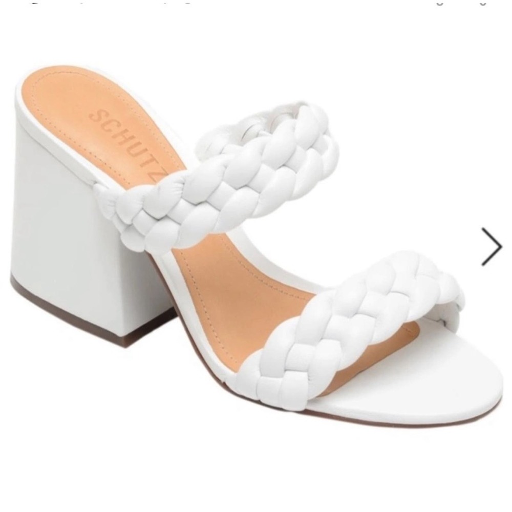 SCHUTZ Elida Braided Slide Sandals in White Leather size 8.5 - Picture 2 of 11